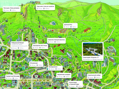 Санаторий «Родник» Кисловодск — карта расположения